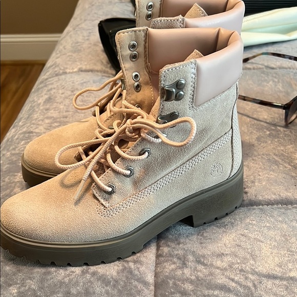 Timberland Shoes - Timberland light pink Combat Boots with Rugged Suede Upper very light pink